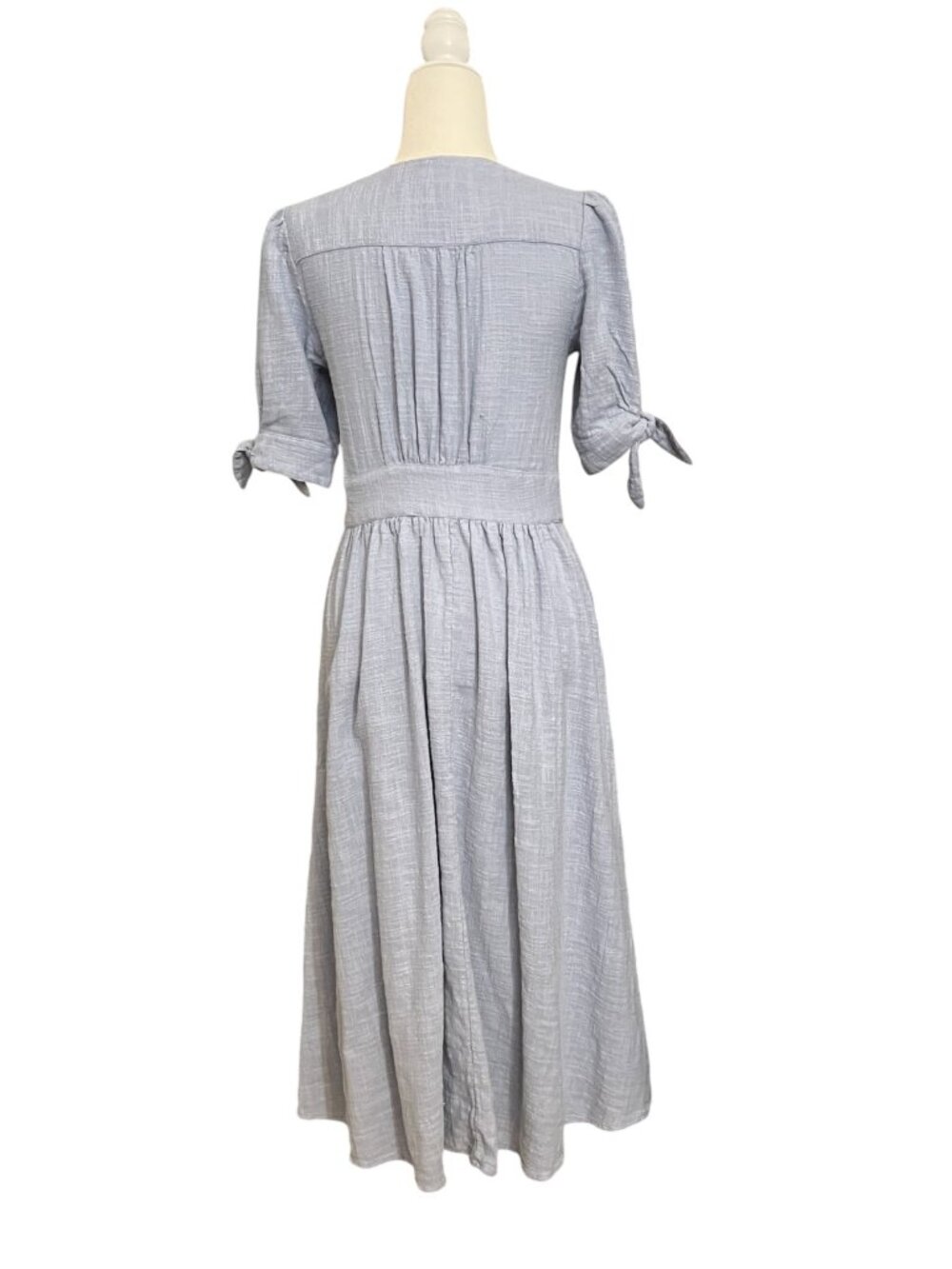 Free People Light Blue Button-Front Midi Dress - Picture 3 of 10